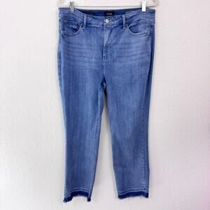 NYDJ Womens Marilyn Straight Jeans Size 16 Lift Tuck Tech Raw Edge Denim Blue